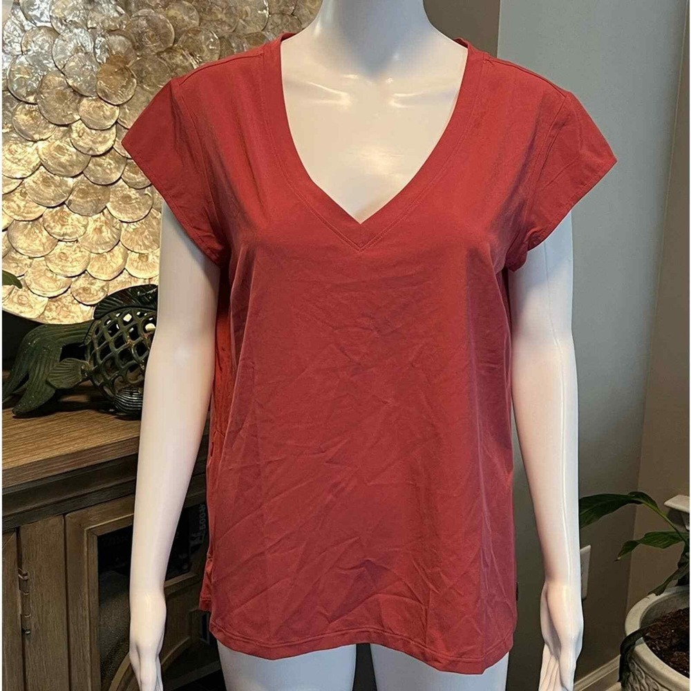 Eddie Bauer V Neck Short Sleeve Blouse M